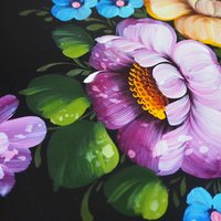 Vintage floral metal tray | Large handpainted floral tray | Vintage Russian floral tray | Vintage Zhostovo tray