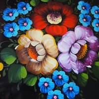 Vintage floral metal tray | Large handpainted floral tray | Vintage Russian floral tray | Vintage Zhostovo tray