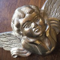 Vintage brass angel | Angel wall ornament | Vintage angel figure | Brass cherub figure