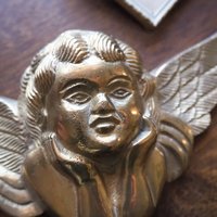 Vintage brass angel | Angel wall ornament | Vintage angel figure | Brass cherub figure
