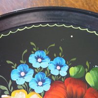 Vintage floral metal tray | Large handpainted floral tray | Vintage Russian floral tray | Vintage Zhostovo tray