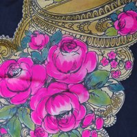 Vintage silk scarf | Silk scarf with roses | Large vintage silk scarf