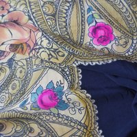 Vintage silk scarf | Silk scarf with roses | Large vintage silk scarf
