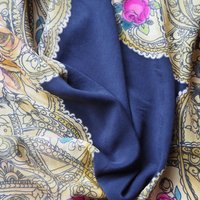 Vintage silk scarf | Silk scarf with roses | Large vintage silk scarf