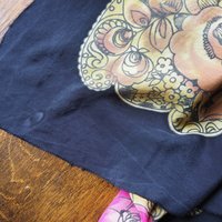 Vintage silk scarf | Silk scarf with roses | Large vintage silk scarf