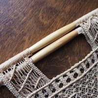 Vintage macrame bag | Macrame bag | Macrame woven handbag with wooden handles | Boho macrame bag