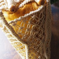 Vintage macrame bag | Macrame bag | Macrame woven handbag with wooden handles | Boho macrame bag