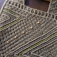 Vintage macrame bag | Macrame bag | Macrame woven handbag with wooden handles | Boho macrame bag