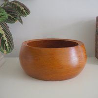Vintage wooden bowl | Large teak fruit bowl | Large vintage teak bowl | Large wooden bowl