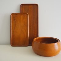 Vintage wooden bowl | Large teak fruit bowl | Large vintage teak bowl | Large wooden bowl