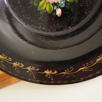 Vintage floral metal plate | Handpainted floral plate | Vintage Russian floral plate | Vintage Zhostovo wall plate