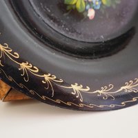 Vintage floral metal plate | Handpainted floral plate | Vintage Russian floral plate | Vintage Zhostovo wall plate