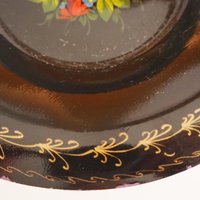 Vintage floral metal plate | Handpainted floral plate | Vintage Russian floral plate | Vintage Zhostovo wall plate