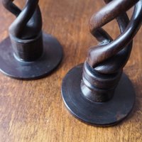Pair of vintage candlestick holders | Wooden candlestick holders | Vintage wood candlestick holders | Candlestick holder pair