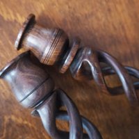 Pair of vintage candlestick holders | Wooden candlestick holders | Vintage wood candlestick holders | Candlestick holder pair