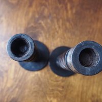 Pair of vintage candlestick holders | Wooden candlestick holders | Vintage wood candlestick holders | Candlestick holder pair