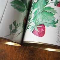 Set of two vintage tin containers | Strawberry tin boxes | Vintage storage box | Round tin containers | Vintage storage tins