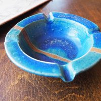 Vintage ceramic ashtray | Blue and turquoise ashtray | Vintage stoneware ashtray | Ceramic ashtray | Vintage ashtray
