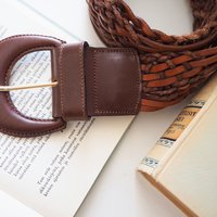 Vintage leather belt | Braided leather belt | Brown leather belt | Made in Italy