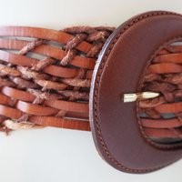 Vintage leather belt | Braided leather belt | Brown leather belt | Made in Italy