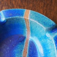 Vintage ceramic ashtray | Blue and turquoise ashtray | Vintage stoneware ashtray | Ceramic ashtray | Vintage ashtray