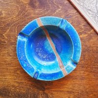 Vintage ceramic ashtray | Blue and turquoise ashtray | Vintage stoneware ashtray | Ceramic ashtray | Vintage ashtray