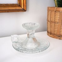 Vintage candlestick holder | Glass candlestick holder | Vintage glass candle holder | Vintage chamber style candle holder