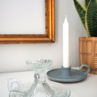 Vintage candlestick holder | Glass candlestick holder | Vintage glass candle holder | Vintage chamber style candle holder