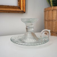 Vintage candlestick holder | Glass candlestick holder | Vintage glass candle holder | Vintage chamber style candle holder