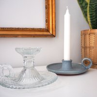 Vintage candlestick holder | Glass candlestick holder | Vintage glass candle holder | Vintage chamber style candle holder
