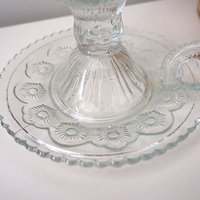 Vintage candlestick holder | Glass candlestick holder | Vintage glass candle holder | Vintage chamber style candle holder