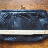 Vintage leather purse bag | Vintage leather bag | Black purse bag | Vintage leather clutch | Made in Finland | EJ Laukku
