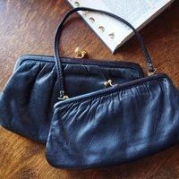 Vintage leather purse bag | Vintage leather bag | Black purse bag | Vintage leather clutch | Vintage purse