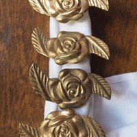 Vintage brass napkin rings | Set of four vintage napkin rings | Vintage rose napkin rings | Set of four brass napkin rings