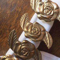 Vintage brass napkin rings | Set of four vintage napkin rings | Vintage rose napkin rings | Set of four brass napkin rings