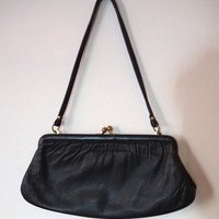 Vintage leather purse bag | Vintage leather bag | Black purse bag | Vintage leather clutch | Vintage purse