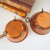 Set of two vintage copper planters | Vintage planters | Footed copper planters | Copper planter with handle | Hammered copper planters
