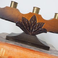 Vintage wooden candelabra | Wooden candelabra | Five arm wooden candlestick holder
