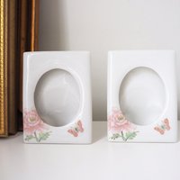 Set of two vintage ceramic photo frames | Ceramic photo frames | Matching ceramic frames | Vintage Japanese picture frames