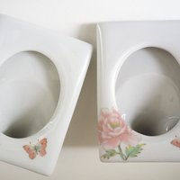 Set of two vintage ceramic photo frames | Ceramic photo frames | Matching ceramic frames | Vintage Japanese picture frames