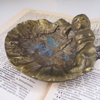 Vintage trinket dish | Vintage brass trinket dish | Vintage soap dish | Vintage angel dish | Vintage jewelry dish