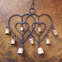 Vintage wind chime | Vintage wind chime with bells | Heart wind chime | Iron wind chime with bells | Wind chime with hearts