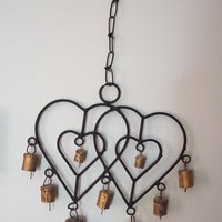 Vintage wind chime | Vintage wind chime with bells | Heart wind chime | Iron wind chime with bells | Wind chime with hearts