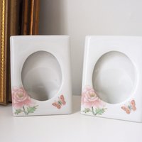 Set of two vintage ceramic photo frames | Ceramic photo frames | Matching ceramic frames | Vintage Japanese picture frames