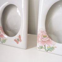 Set of two vintage ceramic photo frames | Ceramic photo frames | Matching ceramic frames | Vintage Japanese picture frames