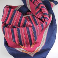 Vintage silk scarf | Striped silk scarf | Small vintage silk scarf | Silk scarf