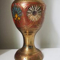 Vintage brass vase | Etched brass vase | Vintage single flower vase | Tall brass vase | Vintage vase