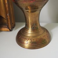 Vintage brass vase | Etched brass vase | Vintage single flower vase | Tall brass vase | Vintage vase