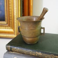 Vintage brass mortar and pestle | Small brass mortar | Small vintage mortar and pestle