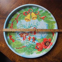 Vintage Christmas tray | Vintage tin tray | Vintage Santa Claus tin tray | Vintage tray | Made in Finland